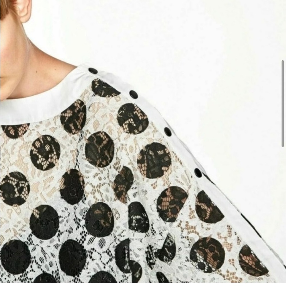 NWT Zara Polka Dot Lace Dress Black/White Size S - Picture 3 of 9